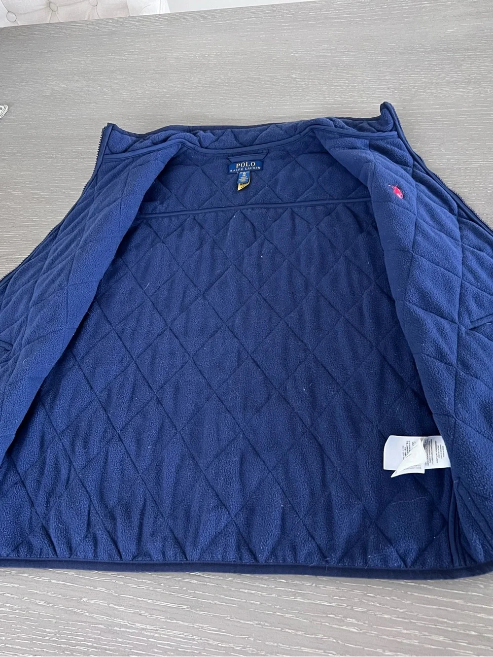 Ralph Lauren Navy Quilted Sleeveless Vest with Red Pony